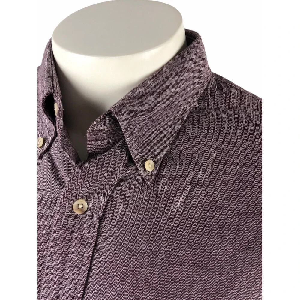 Sears Roebuck Mens 16 1/2 - 34/35 Shirt Herringbone Single Needle Vintage EUC